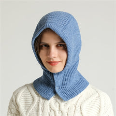 Knitted Balaclava Hat Ski Mask Winter Halter Hooded Pullover Hat Scarf