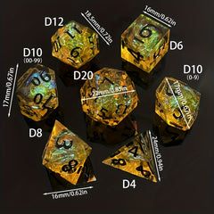 7pcs Resin Sided Dice Board Game Set, Sharp Resin Playing Game Dice