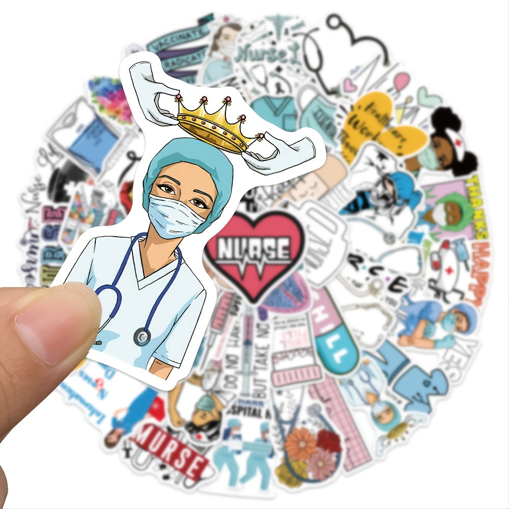 50 Nurse Themed Doodle Stickers for Laptops and More