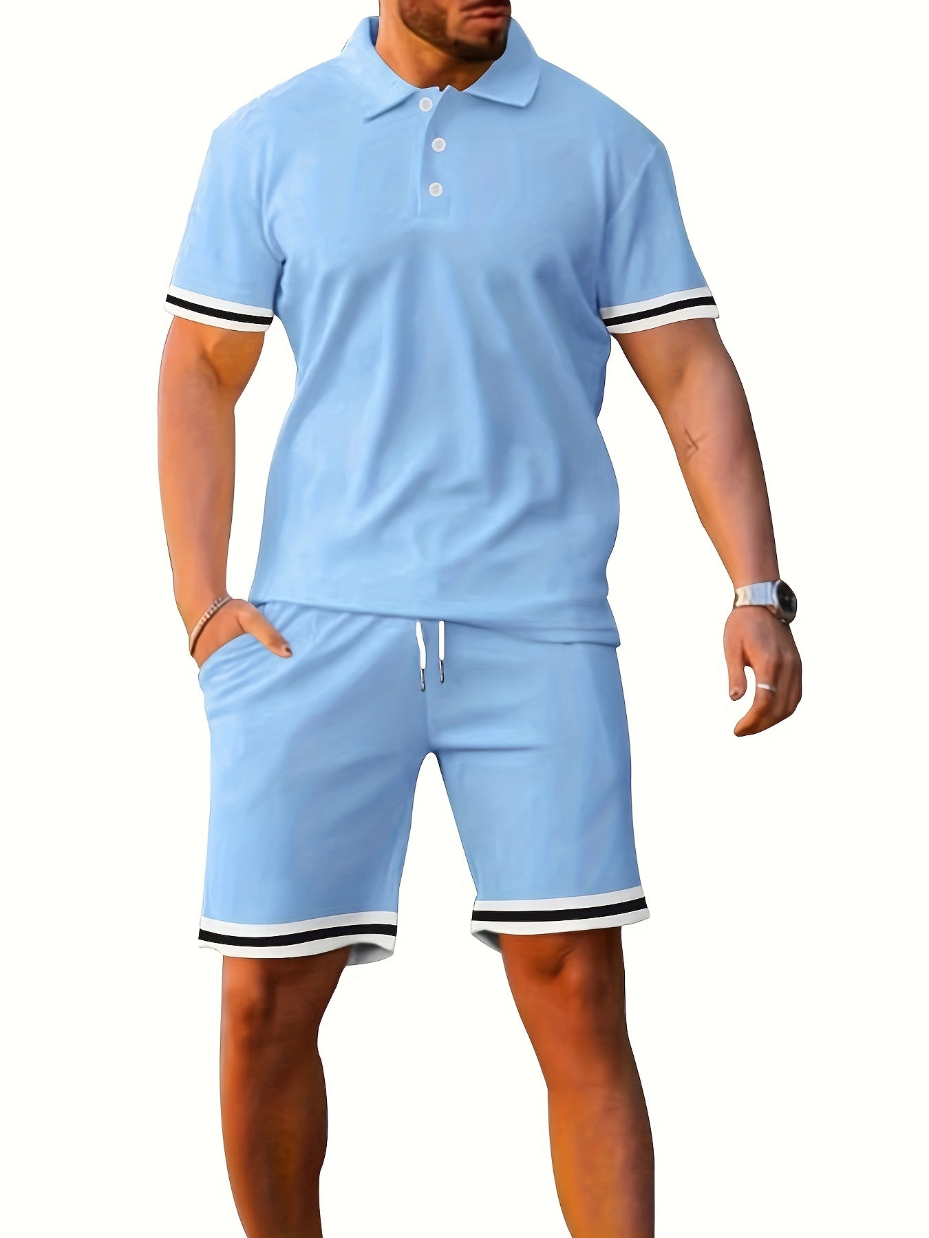 Men's Casual Suit: Short Sleeve Shirt & Breathable Shorts