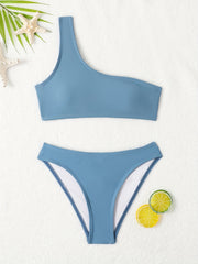 Girls One Shoulder Bikini Tankini Set Kids Summer Beach Bathing Suits