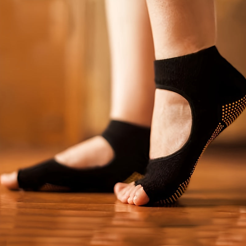 Toeless Yoga Socks with Anti-Skid Grips for Pilates Ballet