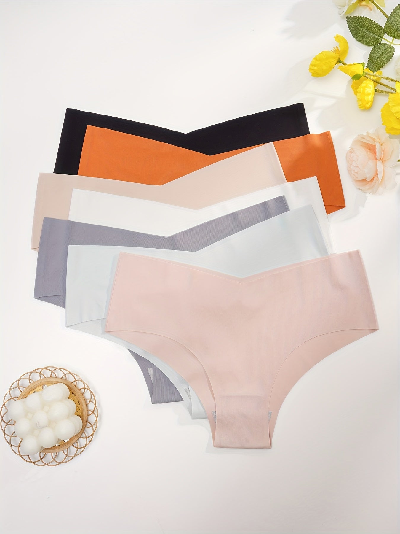 7 Seamless Solid Briefs Comfy Stretchy Panties Women's Lingerie