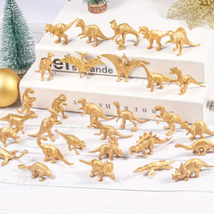 48pcs Mini Metallic Golden Dinosaur Figurine Toys Cake Topper