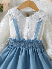 Baby Girls' Ruffled Blouse Top & Suspender Skirt Set