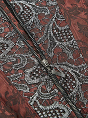 Gothic Corset Women's Plus Embroidered Zipper Front