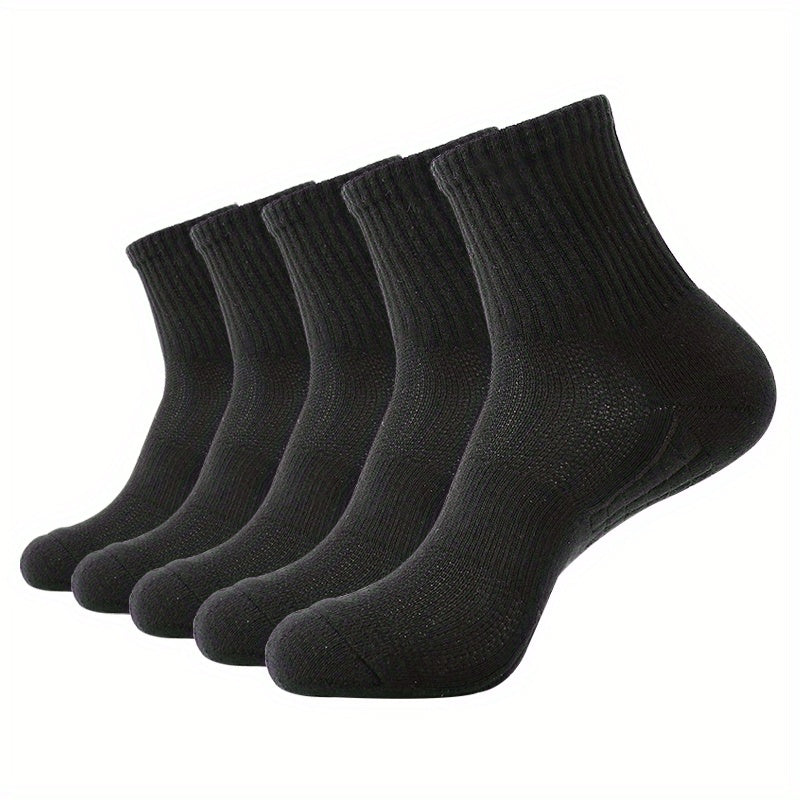 5 Pairs Men's Basketball Socks Breathable Shock Absorbing Running Socks