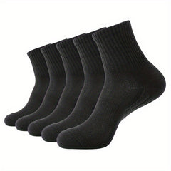 5 Pairs Men's Basketball Socks Breathable Shock Absorbing Running Socks