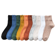 10 Pairs Solid Mid Tube Socks Women's Stockings