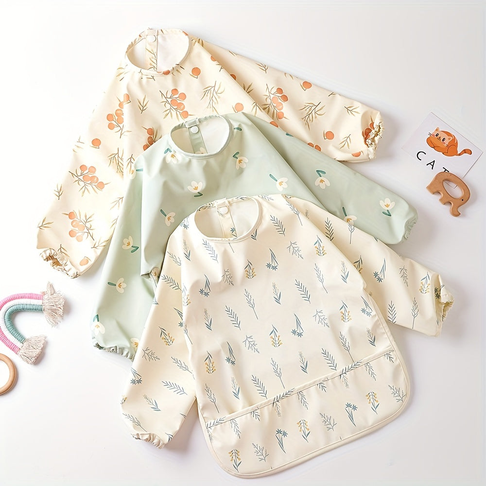 Long Sleeve Waterproof Baby Bib Easy Cleaning Anti Dirt