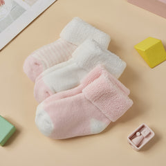 3pairs Newborn Baby Plush Winter Crew Socks Boys Girls
