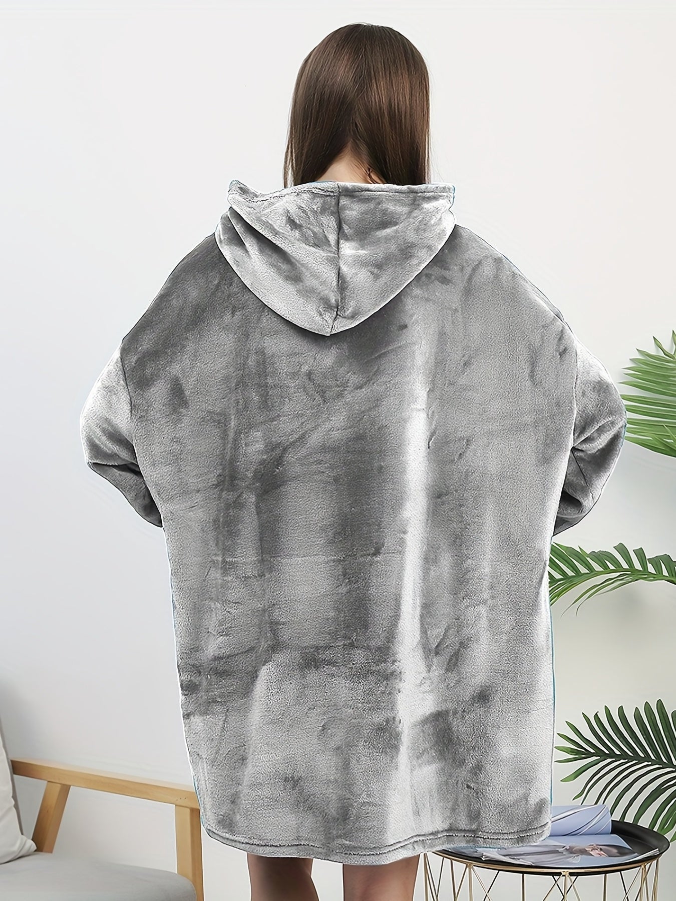 Plush Hooded Night Robe Long Sleeve Lounge Robe Women's Sleepwear