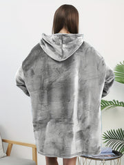 Plush Hooded Night Robe Long Sleeve Lounge Robe Women's Sleepwear