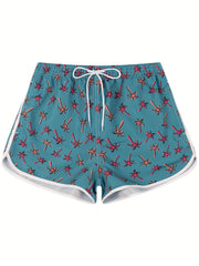 Coconut Tree Drawstring Beach Shorts for Women