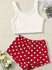 Fuzzy Fleece Pajama Set with Polka Dot Shorts