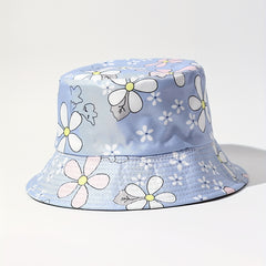 Purple Flower Print Bucket Hat Lightweight Sunscreen Fisherman Cap