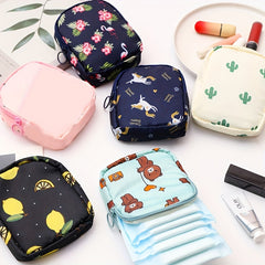 Cartoon Pattern Storage Bag Sanitary Napkin Zipper Pouch
