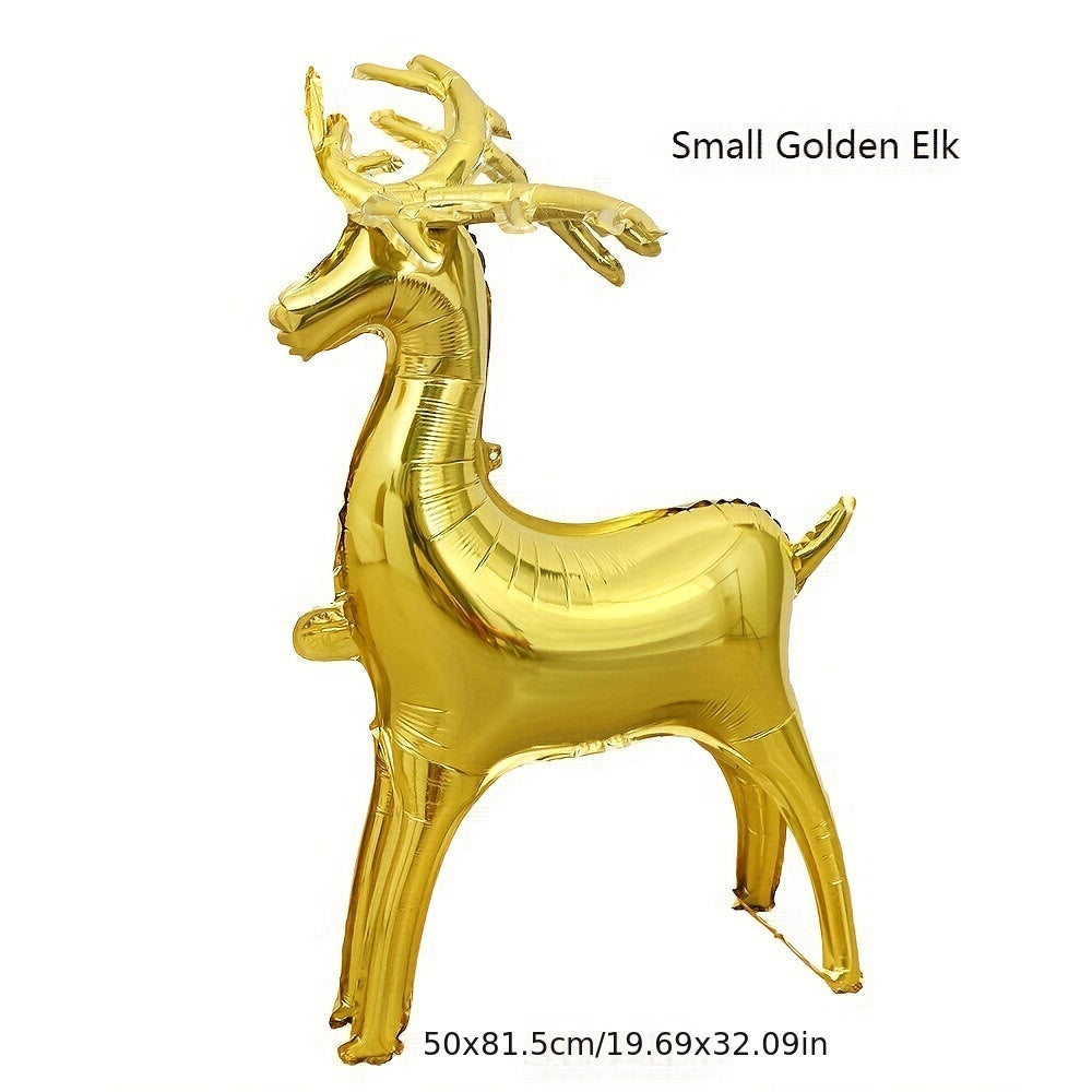 Christmas 3D Golden Deer Balloon Standing Elk Shape Aluminum Foil Balloon