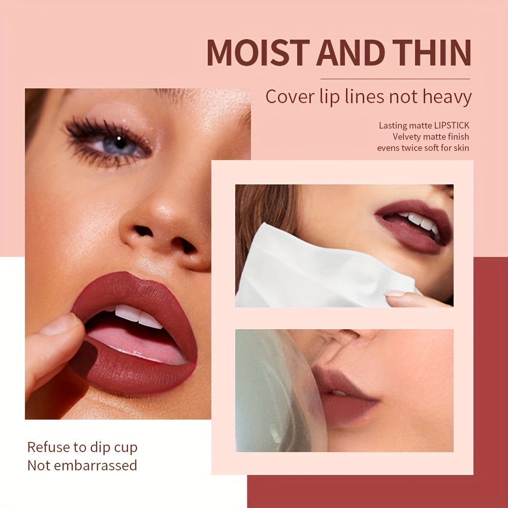 Vegan Matte Lipstick Long Lasting Waterproof Velvet Texture 12 Red Series