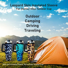 Waterproof Leopard Skin Insulated Bottle Sleeve for 40oz Water Bottle
