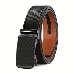 Carbon Fiber Leather Belt Automatic Buckle Cowhide Men