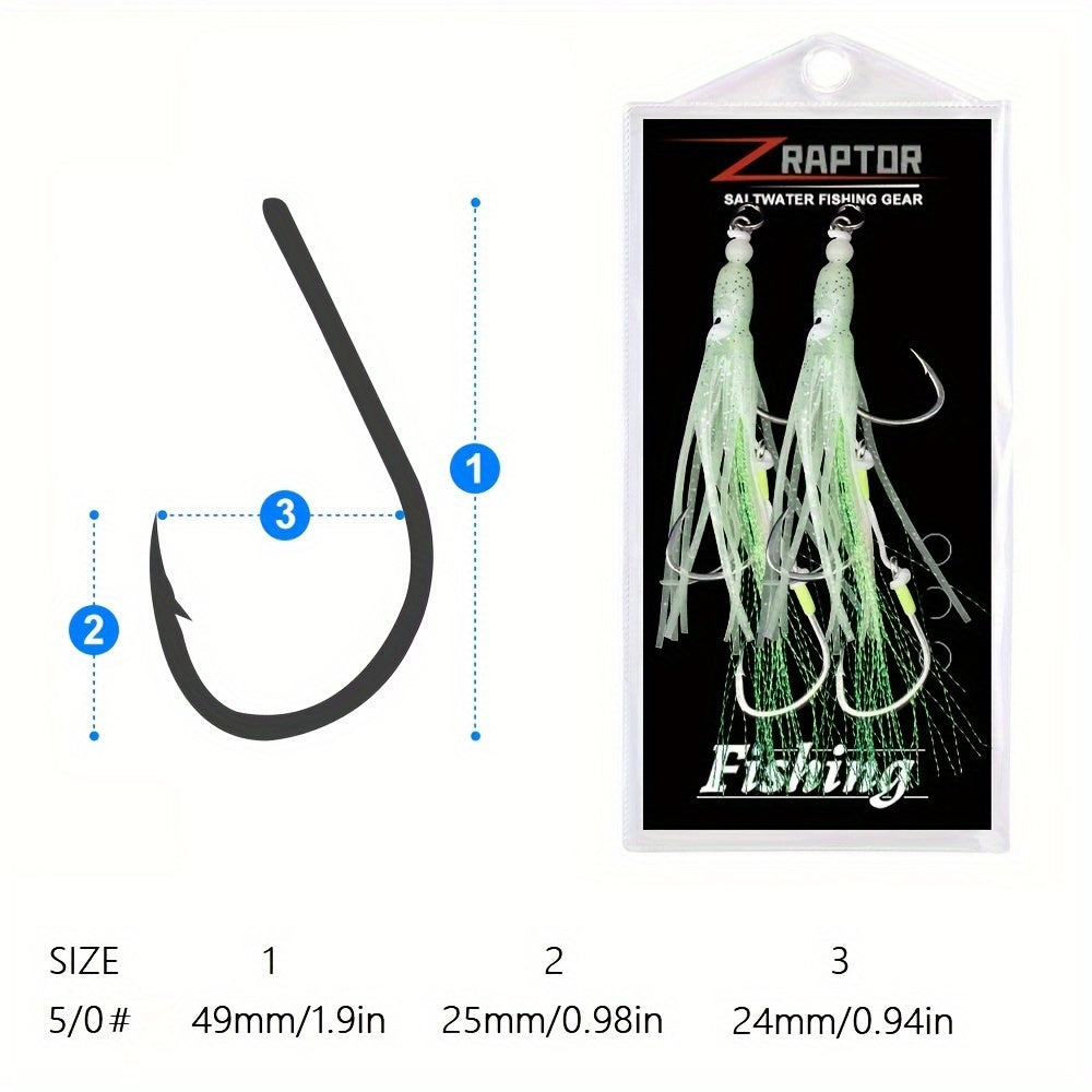 2pcs Night Light Bionic Squid Hook Fishing Octopus Boat Iron Plate