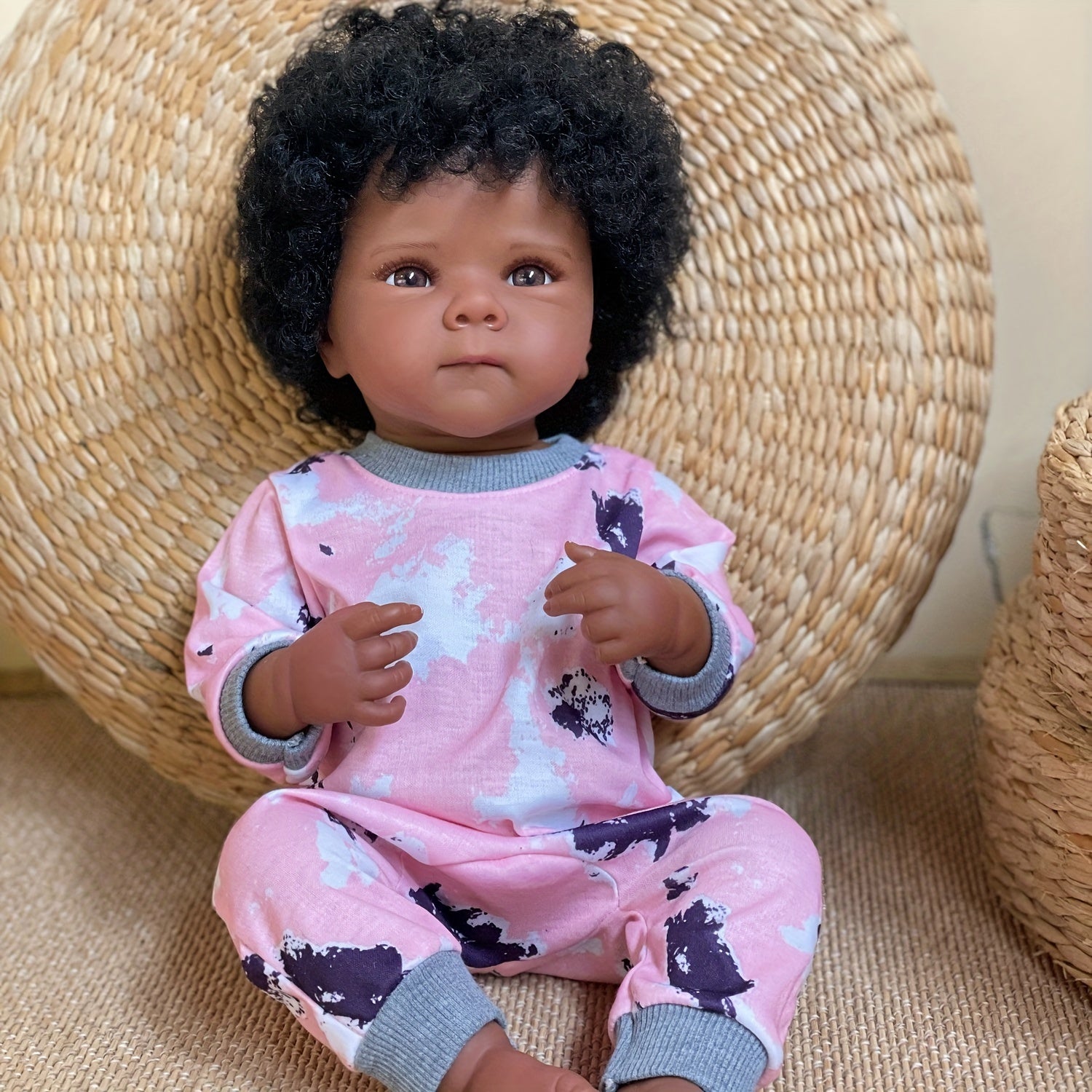 Realistic Dark Skin Bettie Reborn Doll, Rooted Hair, Soft Vinyl, Play & Display