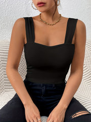 Solid Cami Top Sexy Slim Fit High Stretch Tank Top