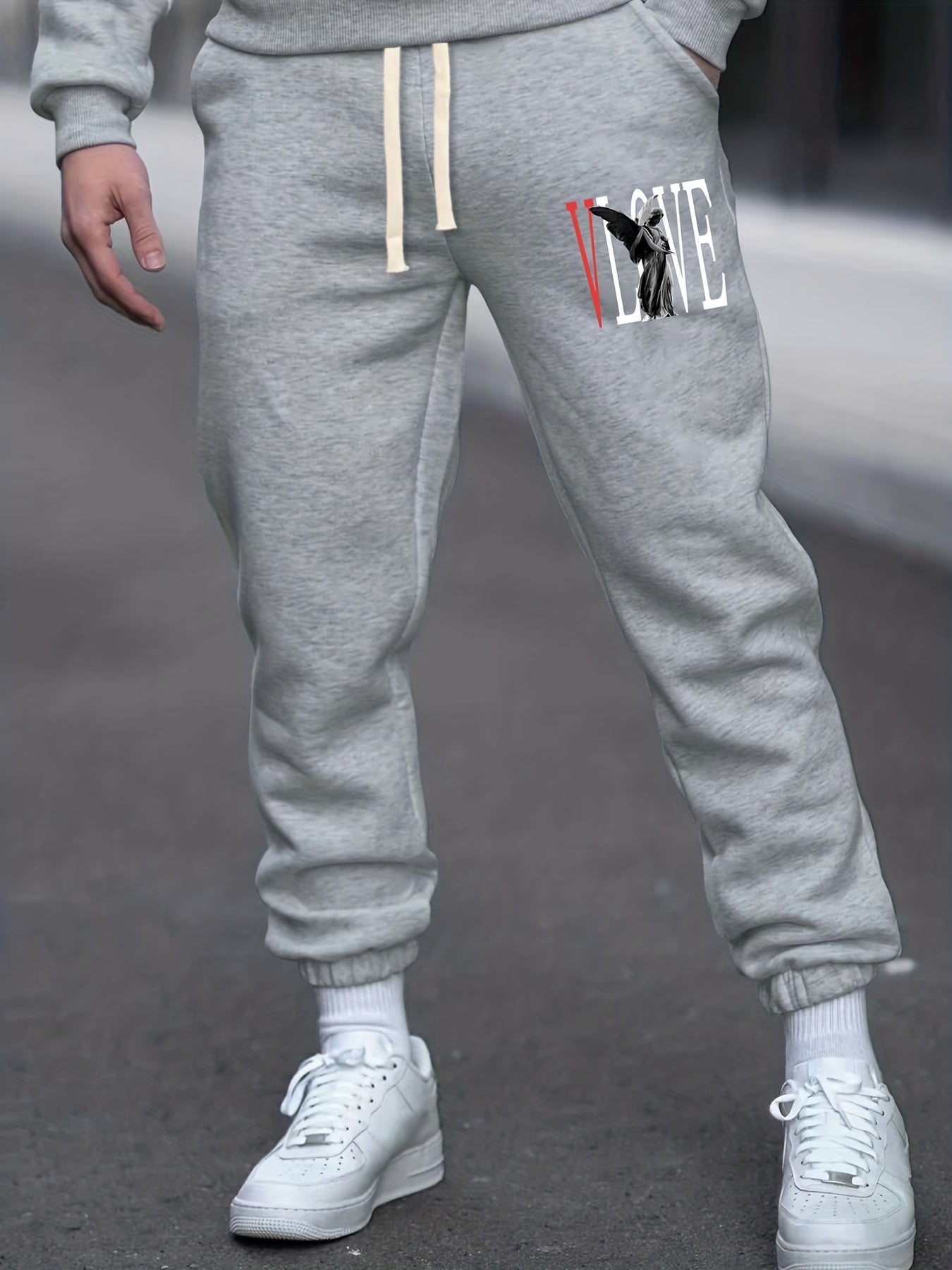 Vlove Men's Active Joggers with Stretchy Fabric and Print Sweatpants