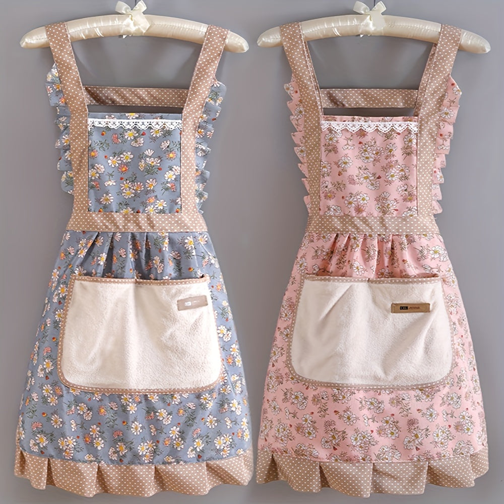 Canvas Floral Apron with Hood Waterproof Stain Resistant Workwear