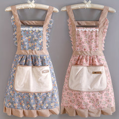 Canvas Floral Apron with Hood Waterproof Stain Resistant Workwear