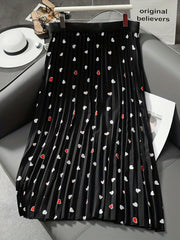 Heart Print Stretch Skirt