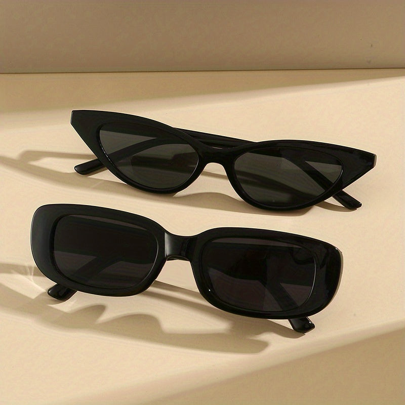 2 Pairs Cat Eye Rectangle Sunglasses UV400 Sun Shades
