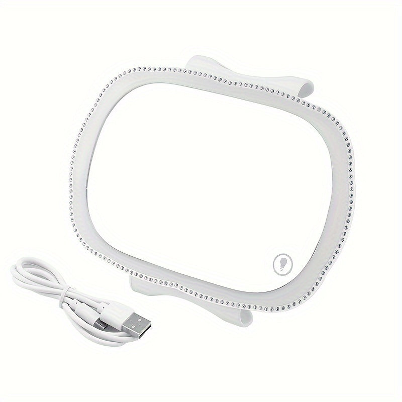Car Visor Makeup Mirror USB Rechargeable Touch Light