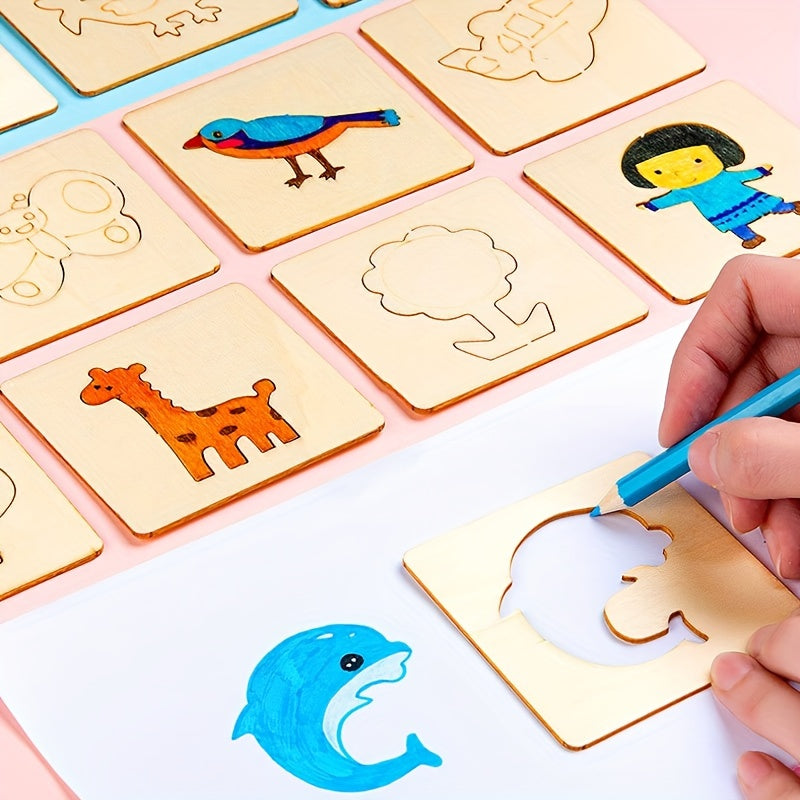 20pcs Wooden Drawing Template Set for Boys and Girls