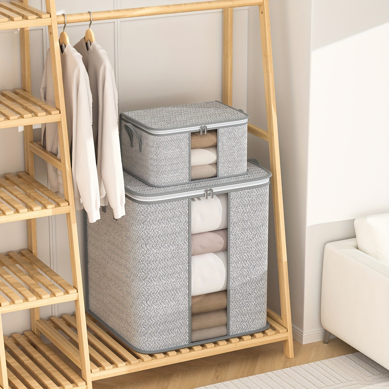 Portable Clothes Storage Bag with Window - Space Saving Organizer