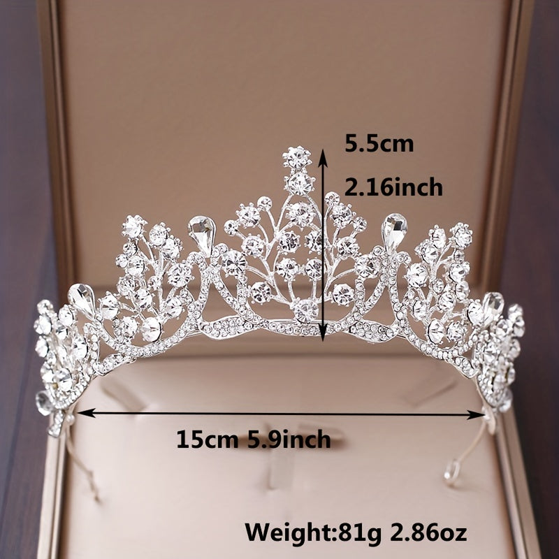 Silvery Crystal Bridal Tiara Faux Pearl Crown Head Jewelry