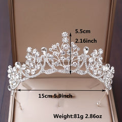 Silvery Crystal Bridal Tiara Faux Pearl Crown Head Jewelry