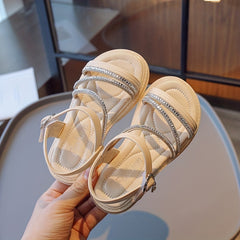 Girls Slip On Sandals Kids Casual Dress Up Shoes