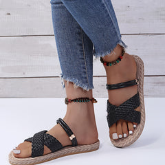 Women's Cross Strap Beach Slippers Comfortable Outdoor Flat Slippers