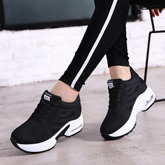 Women's Lightweight Mesh Sneakers Platform Low Top Lace Up Casual Shoes