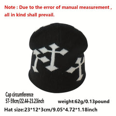 Cross Jacquard Gothic Beanie Candy Y2K Knitted Warm Beanie