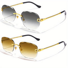 2pairs Men's Rimless Sunglasses UV Protection Summer Sunglasses