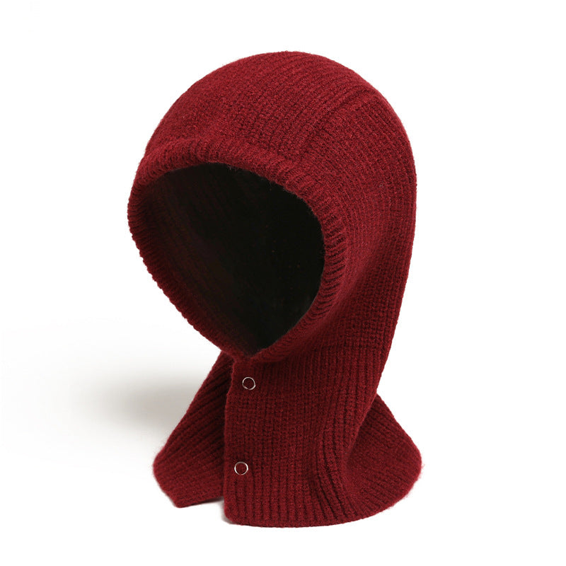 Knitted Balaclava Hat Ski Mask Winter Halter Hooded Pullover Hat Scarf