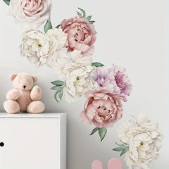 2pcs Peony Flower Wall Stickers Removable Waterproof Vinyl Wall Decals