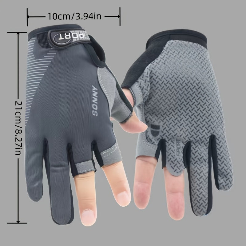 Pai Fingerless Fishing Gloves - Anti slip Breathable Cycling Adjustable Half Fin