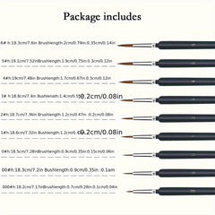 9pcs Ultra Fine Wolf Hair Detail Paintbrush Set for Watercolor Acrylic & Gouache