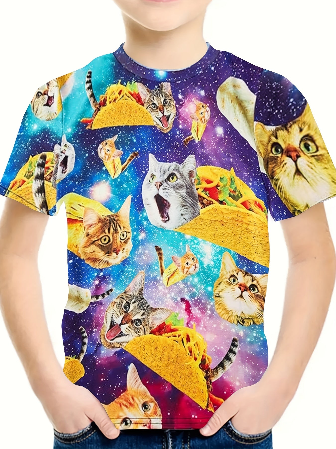 3D Sandwich Kitty Graphic Short Sleeve T shirt For Girls boys Sports Summer