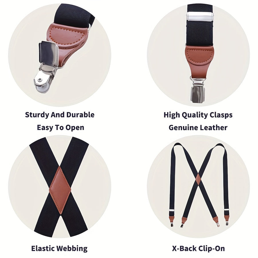 Men's X-Shaped 4 Buckles Elastic Belt Strap Suspender