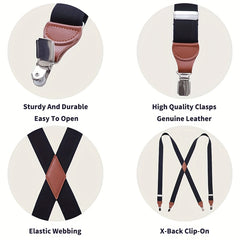 Men's X-Shaped 4 Buckles Elastic Belt Strap Suspender